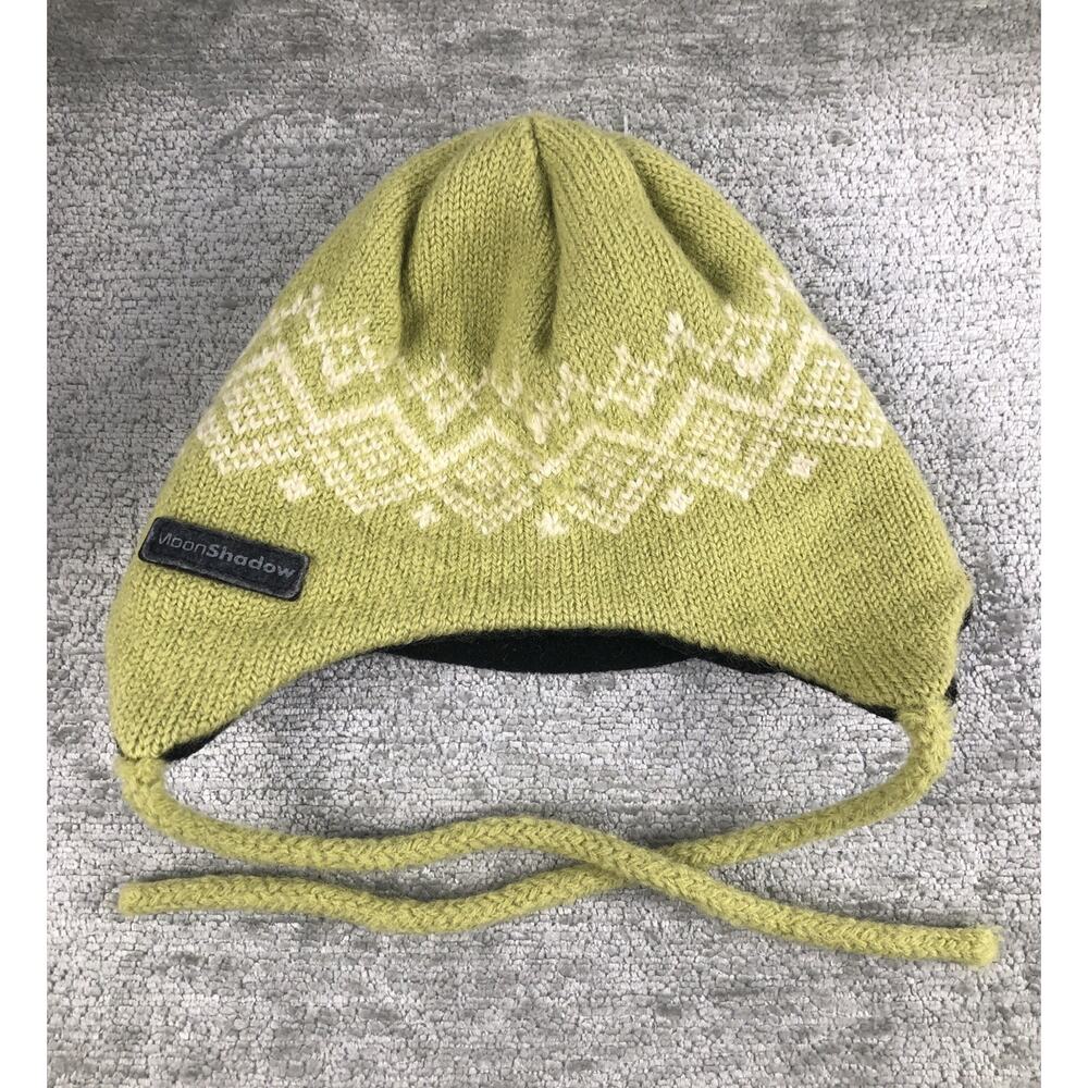 Moon Shadow Wool Fleece Lined Ear Flaps Beanie Snow Ski Hat Tassel Green OS